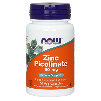 NOW Zinc Picolinate 50 mg 60 caps (фото, вид 1)