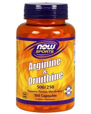 NOW Arginine&Ornithine 500/250 250 caps (фото, вид 1)