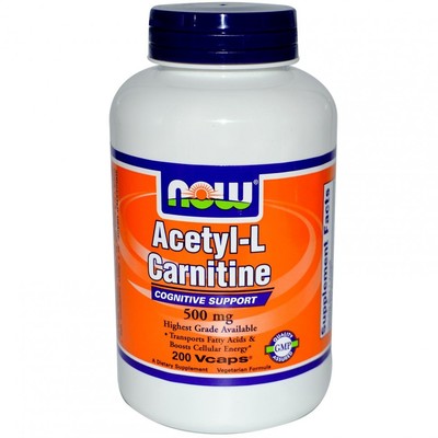 NOW Acetyl L-Carn 500mg 50 vcaps (фото, вид 1)