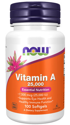 NOW Vitamin A 25000 100 softgels