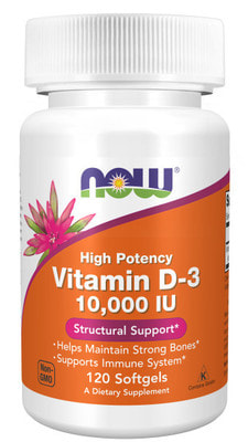NOW Vitamin D3 10000 iu 120 softgels (фото)