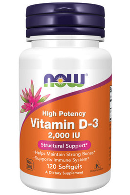 NOW Vitamin D3 2000 iu 120 softgels (фото)